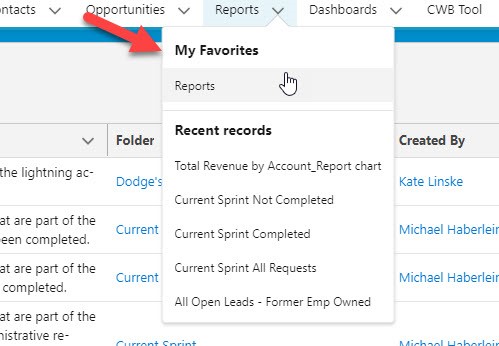 Salesforce shortcuts favorite reports